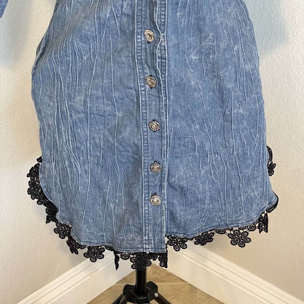 Womens Dress Size Medium Denim Jean Y2k, 80's, 90's Acid Stone Wash Countrycore - Picture 6 of 12